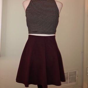 Burgundy & Black skater skirts